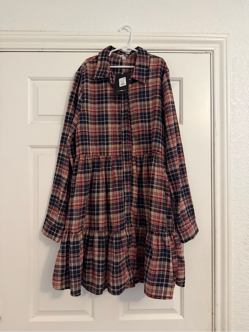 Fashion Nova Navy and Burgundy Plaid  Dress